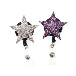 Brooches 10 Pcs /lot Mix Colors Rhinestone Star Retractable Badge Holder For Gifts