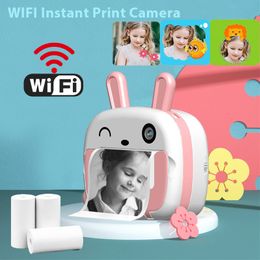 Toy Cameras Instant Print Camera for Children Thermal Paper Printer Wireless WIFI Phone 4K 1080P HD Video Kids Digital 230911