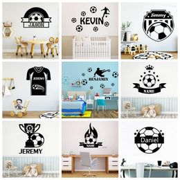 Wall Stickers Fashion Soccer Custom Name For Boys Kids Room Decor Wallpaper Personalised Football Sticker Decals