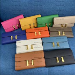 Designer Purse Togo woman Wallets Gold Buckle Whole cowskin Card holders Bags fashion Genuine leather Long wallet For lady 11 Colo257N