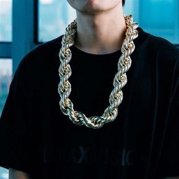 Mens Hip Hop Chain Necklace 14K Gold Chains Exaggerated Large Necklaces Jewellery 30mm 30inch306S2293