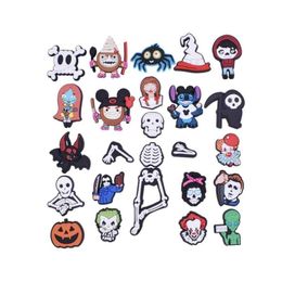 Shoe Parts Accessories Black Cute Cartoon Pvc Charms Shoes Buckles Boy Girls Fit Bracelets Clog Jibz Wristband Kids Gift Halloween Chr Dhz4G