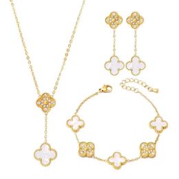designer 4 Four Leaf Clover bracelet designer necklaces Pendants Mother-of-Pearl Stainless Steel Plated 18K designer jewelry designer earrings