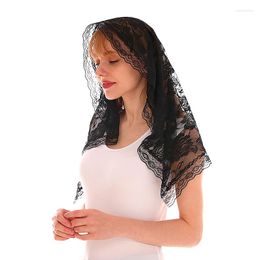 Bridal Veils Spanish Style Rose Lace Traditional Vintage Mantilla Veil Latin Mass Head Covering Scarf For Catholic Church Chapel Arc Shape