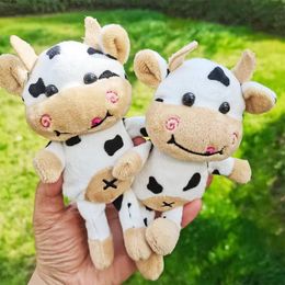 Plush Keychains 1Pcs Spotted Cow KeyChain Cute Cartoon Animal PP Cotton Stuffed Pendant Toy Car Backpack Accessories 230911