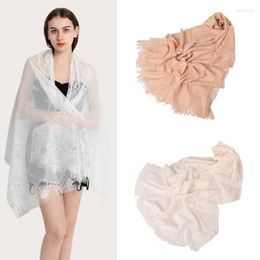 Scarves Woman Lace Trim Sheer Shawl For Wedding Summer Travel Breathable With Floral Pattern Weather Supplies