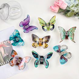 Fashion Acrylic Simulation Butterfly Hair Claw Hairpin Animal Crab Clip Elegant Ponytail Holder Barrette Women Hair Accessories