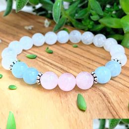 Beaded Mg1203 New Design Womens Crystal Energy Bracelet Garde Moonstone Rose Aquamarine Mala Beads Yoga Jewellery Drop Delivery Dhgarden Dh5D4