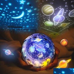 Night Lights Magic Star Moon Planet Rotating Galaxy Projector Lamp Led Light Cosmos Universe Baby For Gift Starry Sky Drop Delivery Li Dhkyo