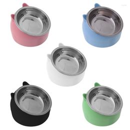 Cat Bowls Stainless Steel Dog Food Bowl 15°Slanted Non-slip Pet Utensils Puppy Feeding Container Supplies