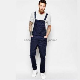 Men's Jeans Men s Jeans Jumpsuit Pria Fashion 2023 Celana Panjang Pergelangan Kaki Denim Tekanan Navy Hitam Putih Overall Bib untuk Suspender 230427L230911