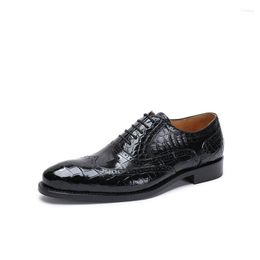 Dress Shoes Classic Brogue Style Genuine Real Crocodile Skin Men Black Authentic Alligator Leather Handmade Male Lace-up Oxfords