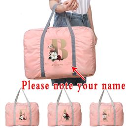 Duffel Bags Customise Any Name Travel Bag Women Handbag Luggage Foldable Gadget Organiser Large Capacity Letter Pink Tote Travel Accessories 230909