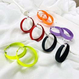Hoop Earrings Candy Colour Personality Fashion Exaggerated Big Size Circle Ring Wide-faced Temperament All-match