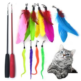 12 pçs/set 9 pçs 2 pçs conjunto de brinquedo interativo gato cabeças substituição teaser vara fornece horas diversão exercício amigo felino hz0064