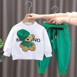 Cotton Cartoon Kids Clothing Sets Spring Autumn Baby Boys Girls Hoodie Sweatshirt With Pants Two-piece Set Children Tracksuit