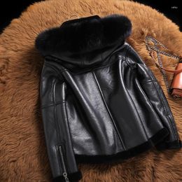 Women's Leather 2023Leather Jacket Genuine Natural Sheep Shearling Fur Coat Winter Women Collar Real Sheepski