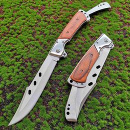 Upscale Folding Pocket Knife Self Defense Jungle Wild Cutter Wood Handle 8CR15MOV Blade Tactical Knives EDC Outdoor Tool