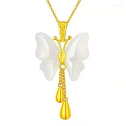 Pendant Necklaces 316L Stainless Steel Chain Micro Set Crystal Jasper Butterfly Exquisite Necklace Jewelry