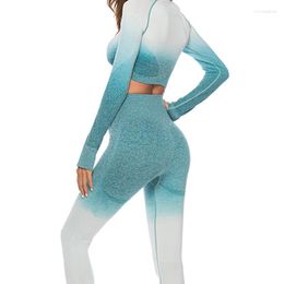 Yoga Outfits Sport Suit Women Gym Clothing Long Sleeve Shirt Workout Set Tracksuit Fitness Active Wear 2023