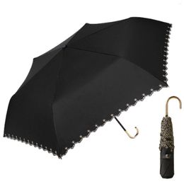 Umbrellas Bronzing Edge Sun And Rain Umbrella Ultra-Light Folding For Shopping Camping Walking