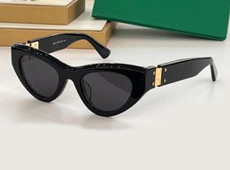 Cat Eye Sunglasses Black Gold/Grey Lens Women Summer Sunnies gafas de sol Sonnenbrille UV400 Eyewear with Box