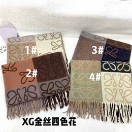 15% OFF scarf LOE Coloured Golden Silk Family Old Pattern Checkerboard Plaid Cashmere Scarf Winter Shawl Women's Wool