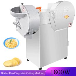 Commercial Double Head Vegetable Cutting Machine Potato Shredder Electric Taro Slicer Stainless Steel Multifunctional