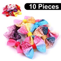 Dog Apparel 10pcslot Cat Hair Bows With Rubber Bands Pet Accessories Halloween Grooming Pets Headwear For Puppy Kitten Chihuahua 230911