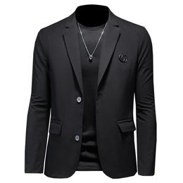 S-5XL spring and autumn new men's slim business casual suit Korean version anti-wrinkle non-iron 2023 plus size jacket pure c2343