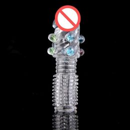 Newest Adult Transparent Big Heads Crystal Penis Sleeve Ring Dildo Spike cock sleeve extender delay Special Male Sex Product