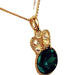 Pendant Necklaces Vintage Gold Green Gem Rabbits Necklace Pendants Charms Colla Statement Chain Choker For Women Cosplay Aesthetic Jewelry