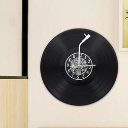 Wall Clocks Clock Living Room Convenient Decor Phonograph Record Style Plastic Hanging Decoration Office