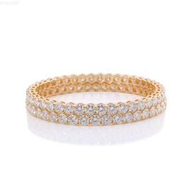 Luxury 2 Rows Tennis Bracelet 5mm Moissanite Diamond Bracelet Custom 18k Gold Jewellery Mothday's Day Gift for Women Girls