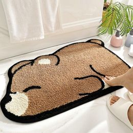 Carpets Panda Bear Carpet Bath Mat Super Absorbent Non-slip Bathroom Floor Mats Soft Flocking Rug Cute Animal Shape Aera Doormat