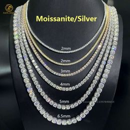 Vvs Moissanite Diamonds Chain 925 Sterling Silver Cheapest Price Hip Hop Jewellery Men Women Moissanite Tennis Chain 2mm 3mm 4mm