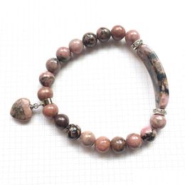 Beaded Sn0862 8 Mm Natural Rhodonite Pendant Bracelet For Women New Arrival Design Gem Stone Yoga Trendy Nce Jewellery Drop Del Dhgarden Dhlnz