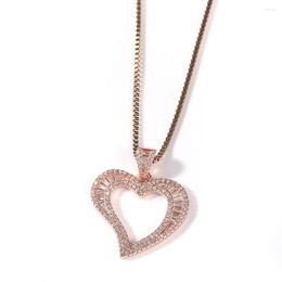 Pendant Necklaces Mini Hollow Heart Iced Out Bling Charm With Box Chain Statement Necklace Men Women Hip Hop Chains For Jewellery Gift