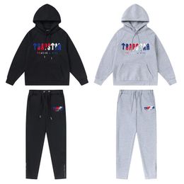 Trapstar full tracksuit hoodie rainbow towel embroidery decoding hooded sportswear men and women sportswear suit zipper trousers S263O