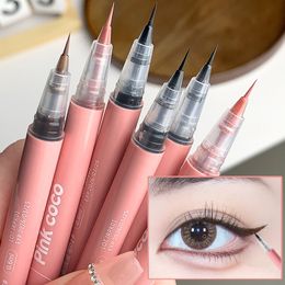 Eye ShadowLiner Combination Ultra Thin Silky Matte Liquid Eyeliner Waterproof Non Smudging Lasting Black Brown Pink Lying Silkworm Liner Eyes Makeup 230911