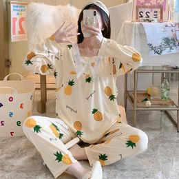 Women's Sleepwear Pregnant Pajamas Set 2023 Cotton Casual Loose Maternity Clothes Postpartum Nursing Long Sleeve Top And Pants