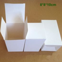 wholesale Retail 8*8*10cm DIY White Cardboard Paper Folding Box Gift Packaging Box for Jewelry Ornaments Perfume Cosmetic Bottle Weddy Candy Tea