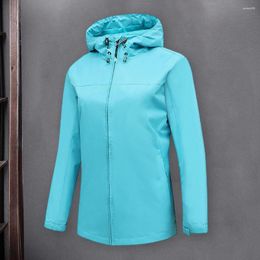 Women's Jackets Hooded Jacket Women Trench Coat Stylish Windproof Coats With Hood Drawstring Pockets For Spring Autumn Fashion