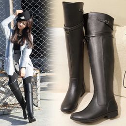 New Women's Boots in Autumn and Winter of Knee Length Flat Heel Long Soled High Shoes Fashion 230830