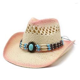 Береты, летняя винтажная ковбойская шляпа в стиле вестерн, соломенная мужская и женская джазовая розовая ковбойская шляпа с полями, клош, сомбреро, Hombre