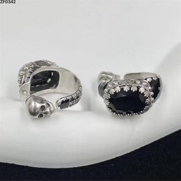 New designed Dangle rivet skull Black Gem women men pearl earrings ear hoop punk style necklace bracelet ladies earring studs Desi278m