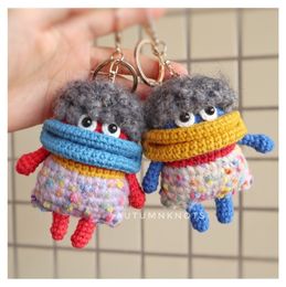 Plush Keychains Crocheted Sausage Mouth Doll Pendant Ugly And Cute Stuffed Toys Unique Keychain Woman Bag Girls Gift 230911