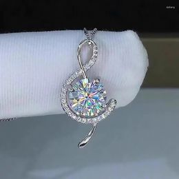 Jewelry Pouches Synthetic Moissanite Diamond Creative Sweet Elegant Notes Pendant 2 Carat Zircon Necklace Female