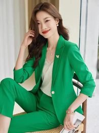 Women's Two Piece Pants High Quality Fabric Formal Women Business Suits With And Jackets Coat Ladies Professional Pantsuits Blazers Feminino