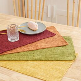 Table Mats Linen Knitting Set Of 6 Crossweave Woven Placemats Non-Slip Kitchen Colorful Pads Home Decor